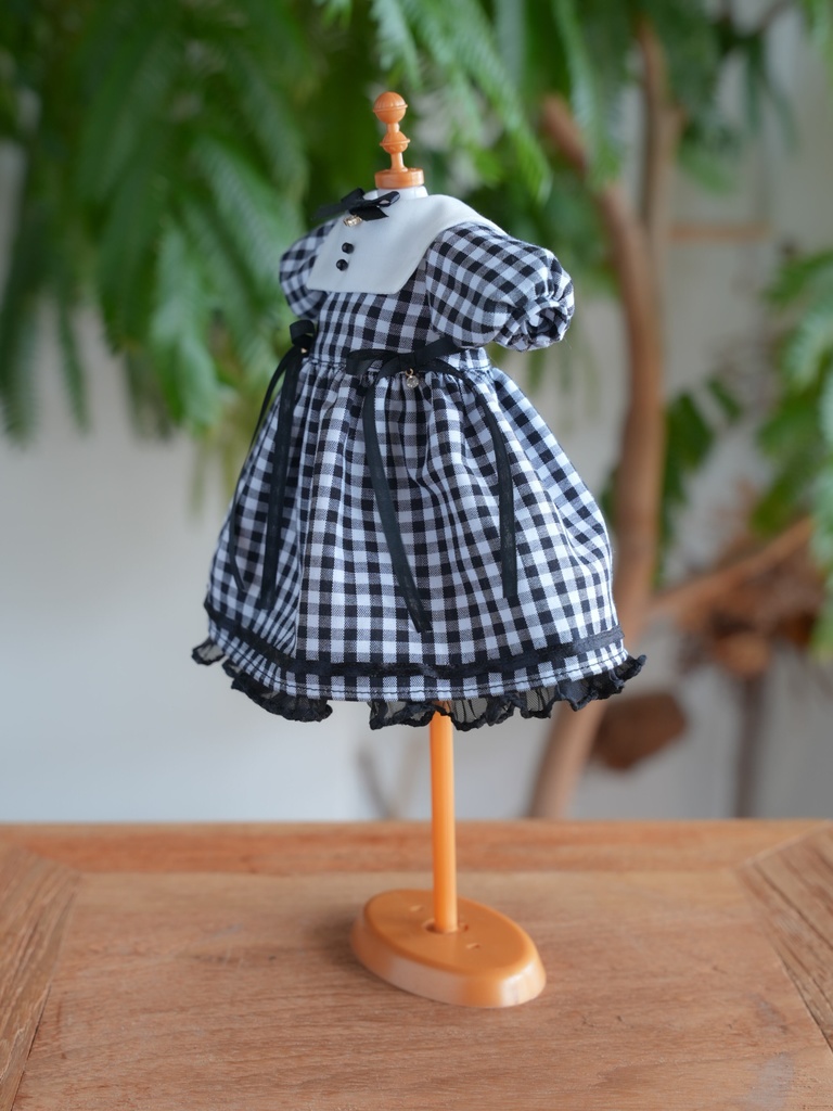 型紙 1/6サイズ TinyFox / BabyKUMAKO【ギンガムチェックワンピセット 型紙(紙出力Ver)】【Gingham Check Dress Set Pattern (Printed Paper Version)】