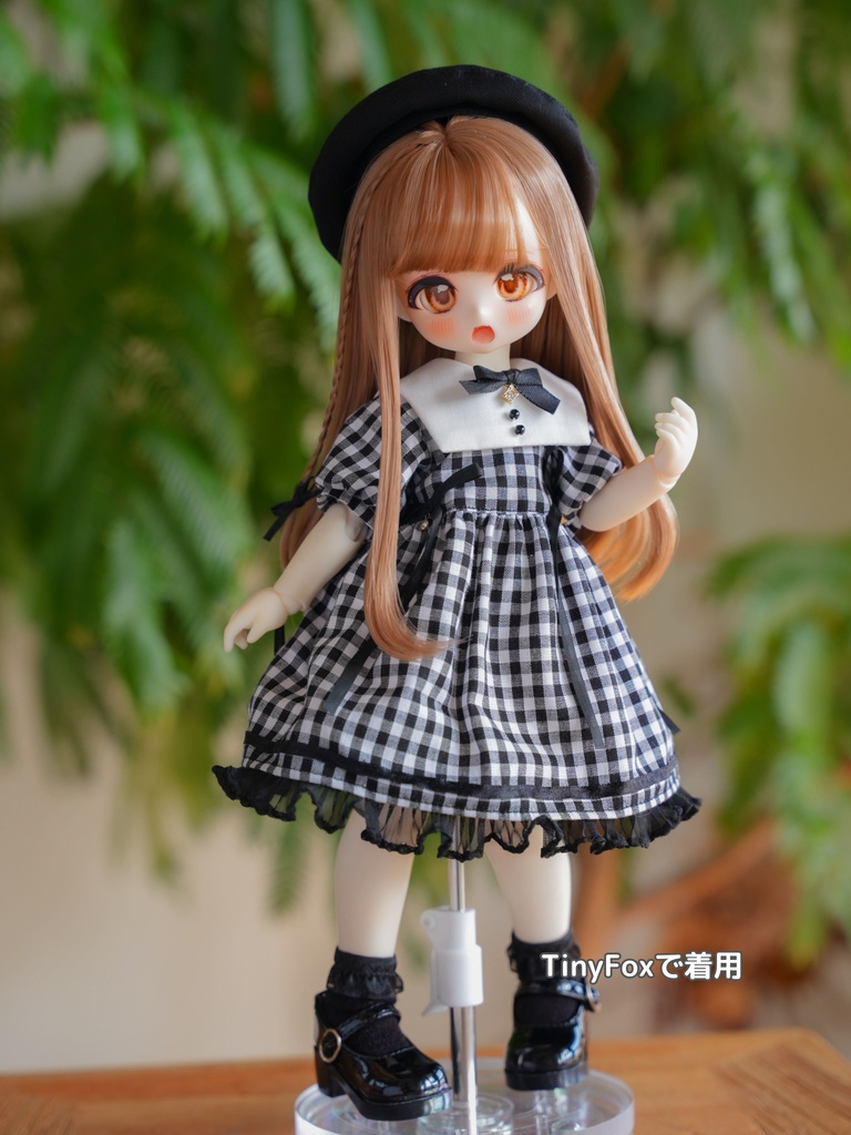 型紙 1/6サイズ TinyFox / BabyKUMAKO【ギンガムチェックワンピセット 型紙(紙出力Ver)】【Gingham Check Dress Set Pattern (Printed Paper Version)】