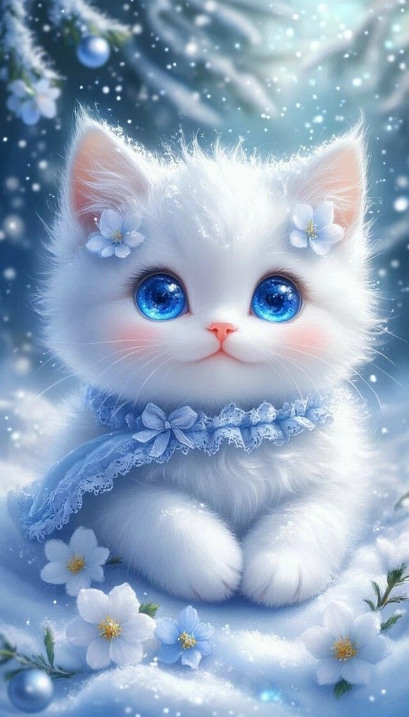 幻想的で可愛い猫のスマホ壁紙セット2（PNG／高画質）