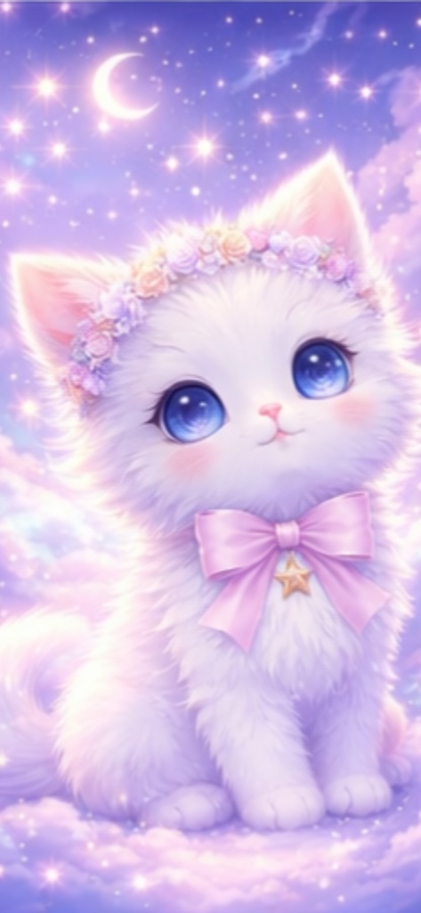 幻想的で可愛い猫のスマホ壁紙10枚セット