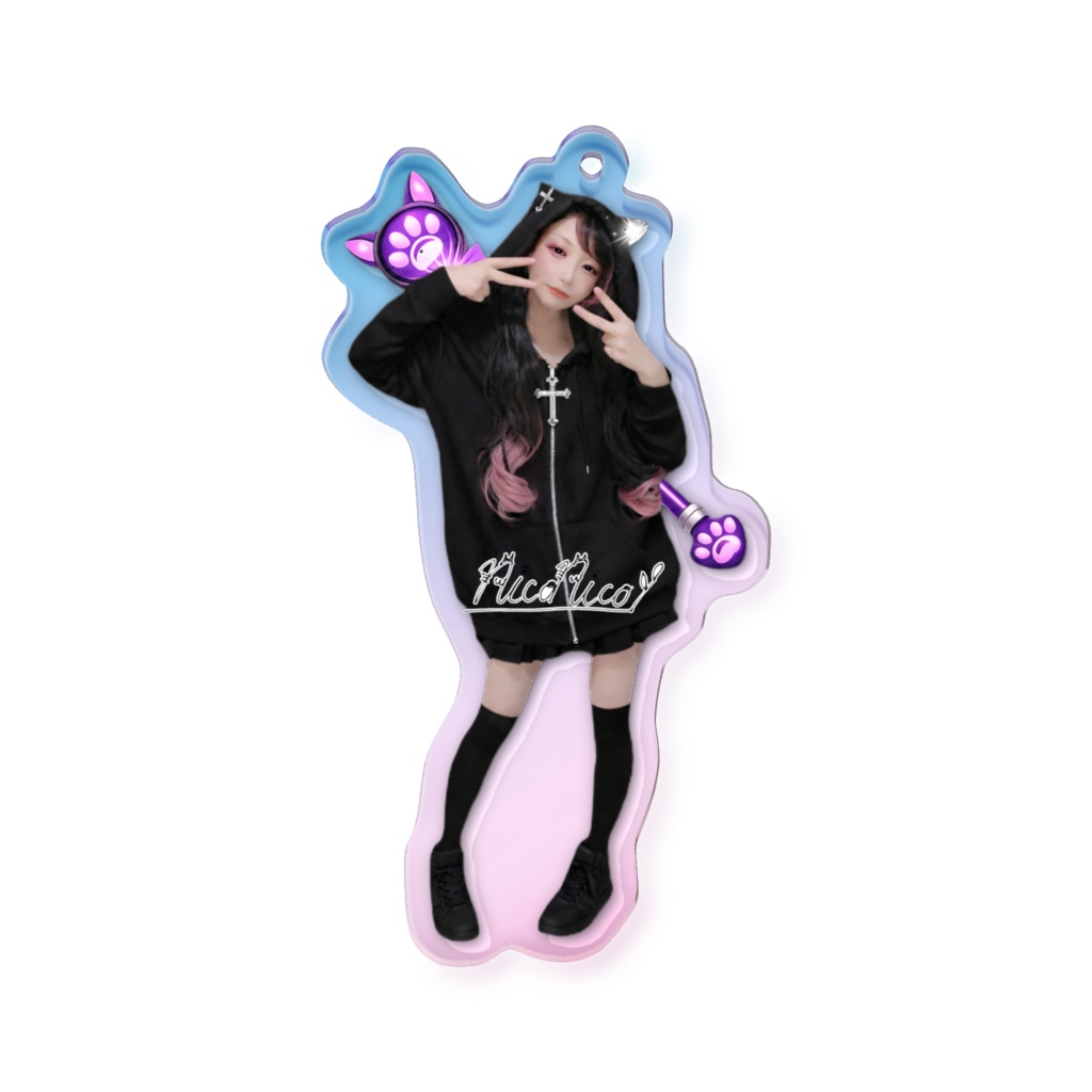 7cm黒にこちゃんアクキー