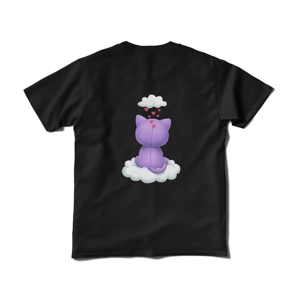 ぬいぐるみ両面ハート黒Tシャツ