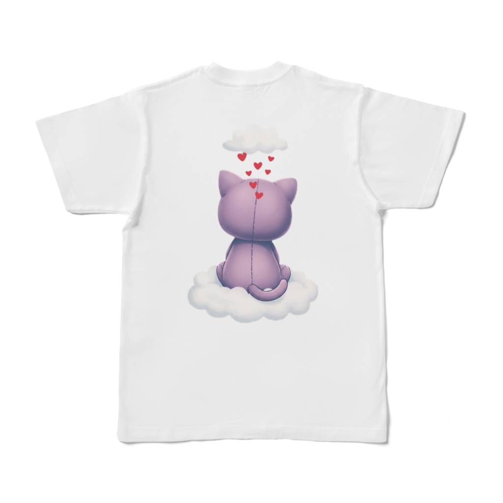 ぬいぐるみ両面ハート白Tシャツ