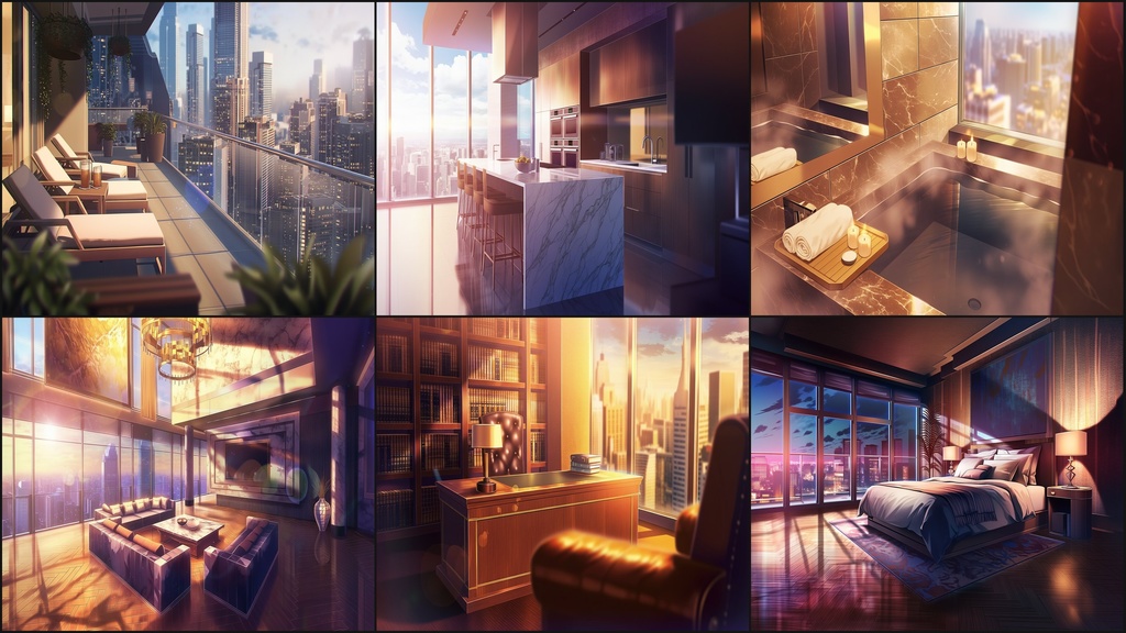 【TRPG背景_時間差分付き】高級マンションA 43枚セット