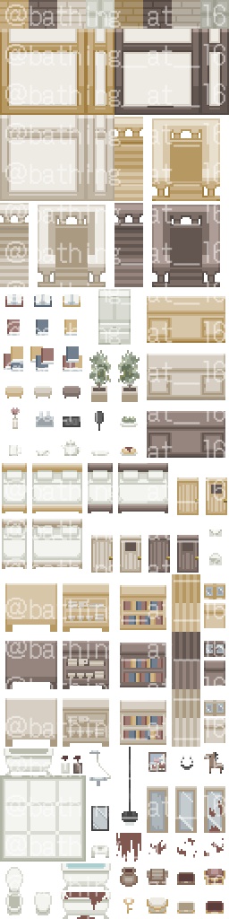 【マップチップ】RPGに使いやすい!スタンダードなお家の内装【ウディタ規格】