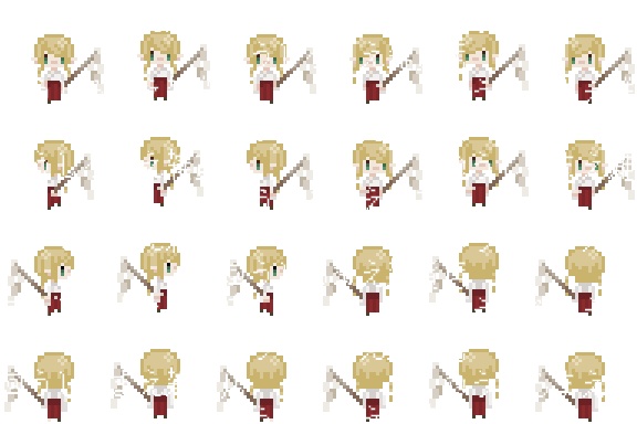 【8方向キャラチップ】和風パーツセット+キャラチップ【ゲーム素材】