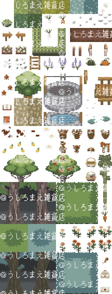 【マップチップ】RPGに使いやすい!森と緑の素材【ウディタ規格】