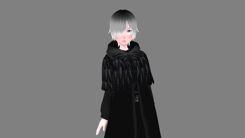 (VROID) FREE 自由 Feathered Hood with Long Coat ロングコートのフェザーフード