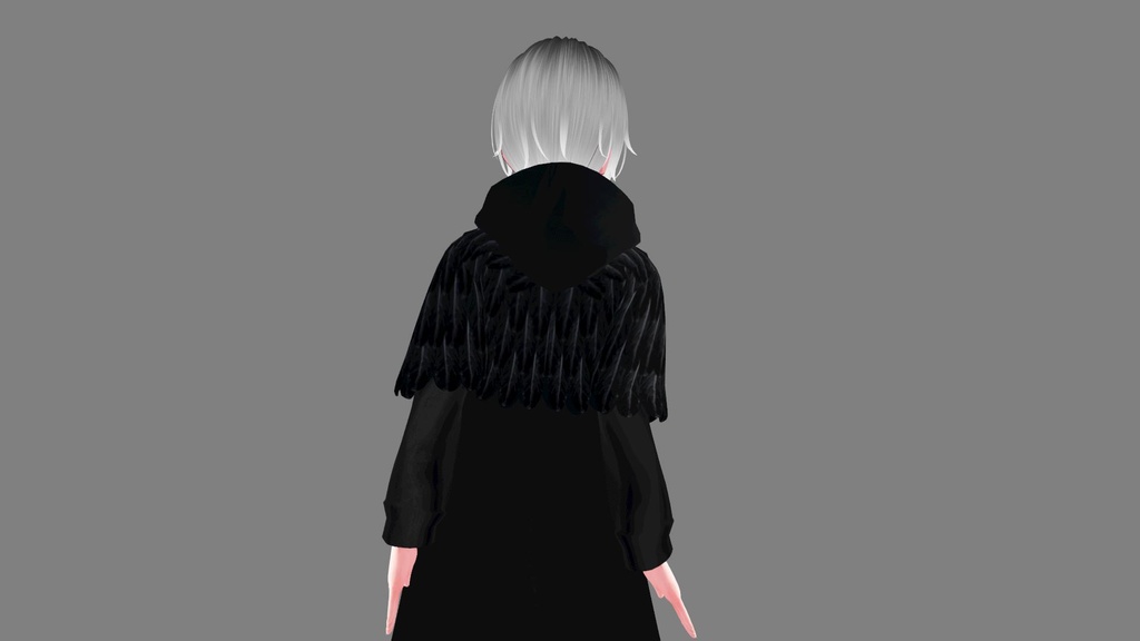(VROID) FREE 自由 Feathered Hood with Long Coat ロングコートのフェザーフード