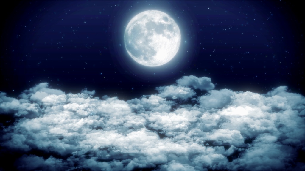 月　夜空　雲の上　ループ動画