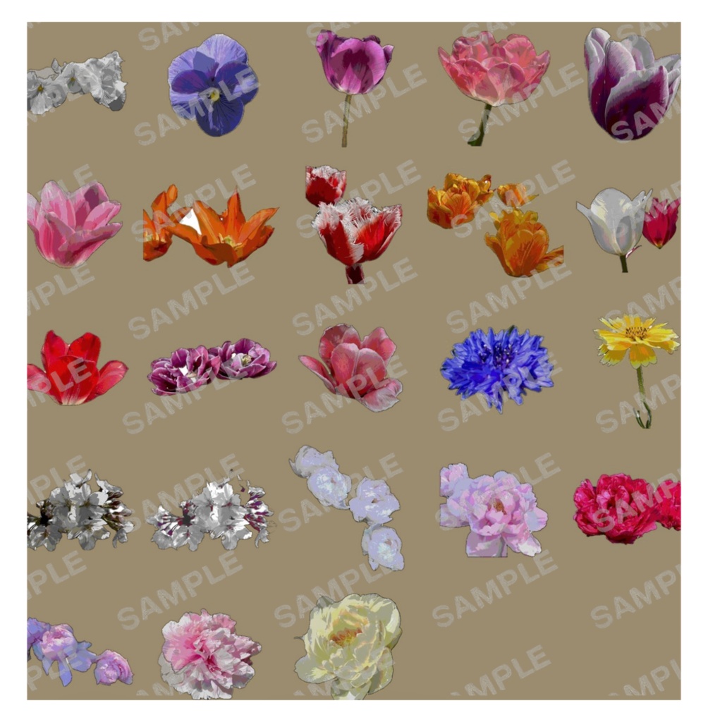 花素材集-加工済み•加工前約100枚-💐商用利用可能💐