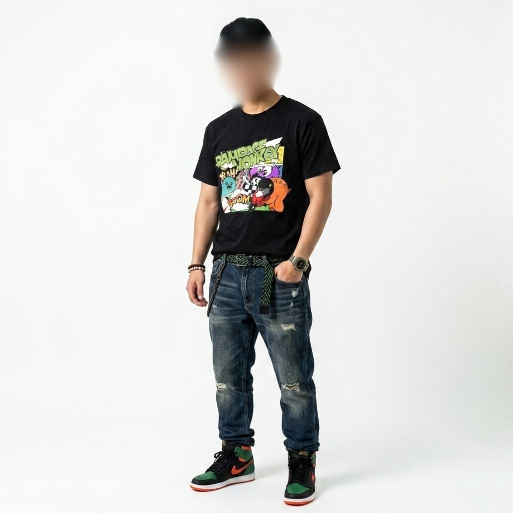 RMアメコミ風Tシャツ(ブラック)
