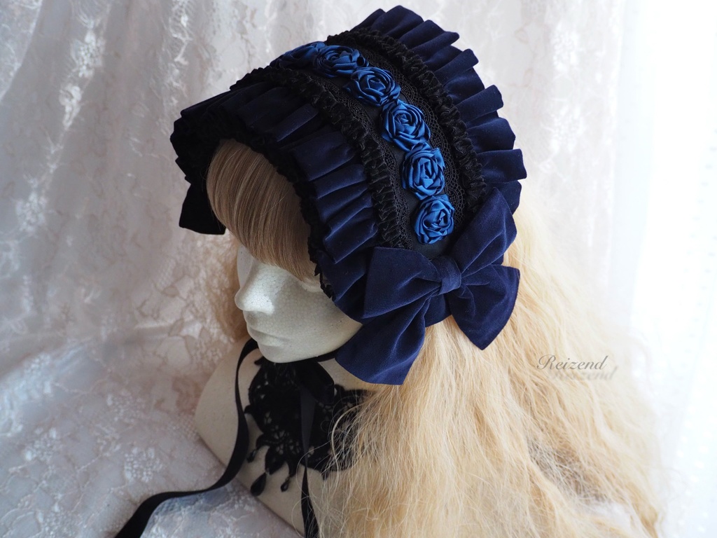 〈受注〉薔薇のヘッドドレス　青
