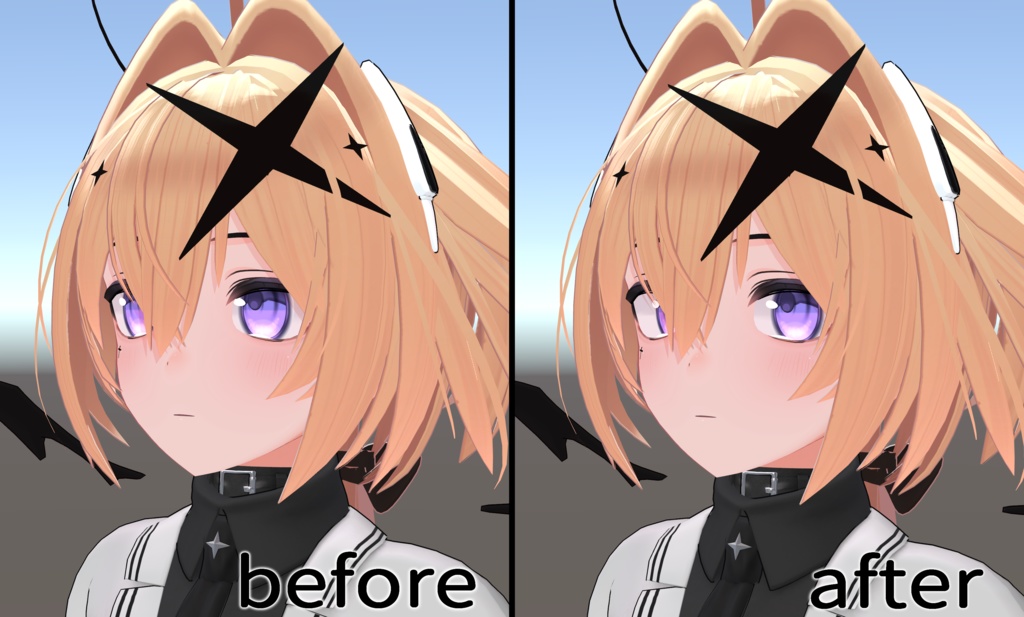 【11アバター対応】カメラ目線シェイプキー「Look over here!」