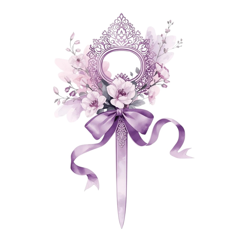 💜 紫のアンティーク水彩文房具クリップアートセット – 15点セット(PNG)