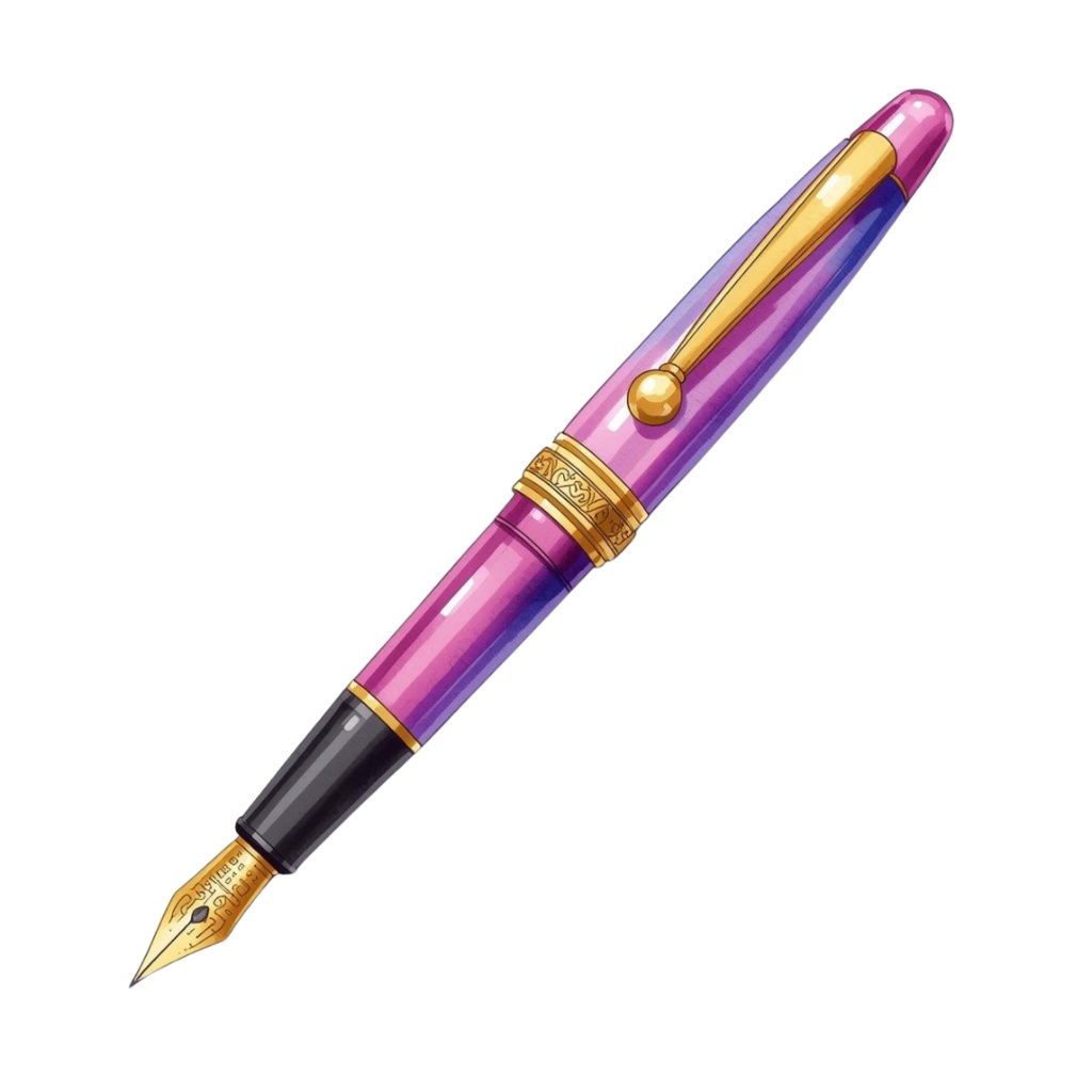 💜 紫のアンティーク水彩文房具クリップアートセット – 15点セット(PNG)