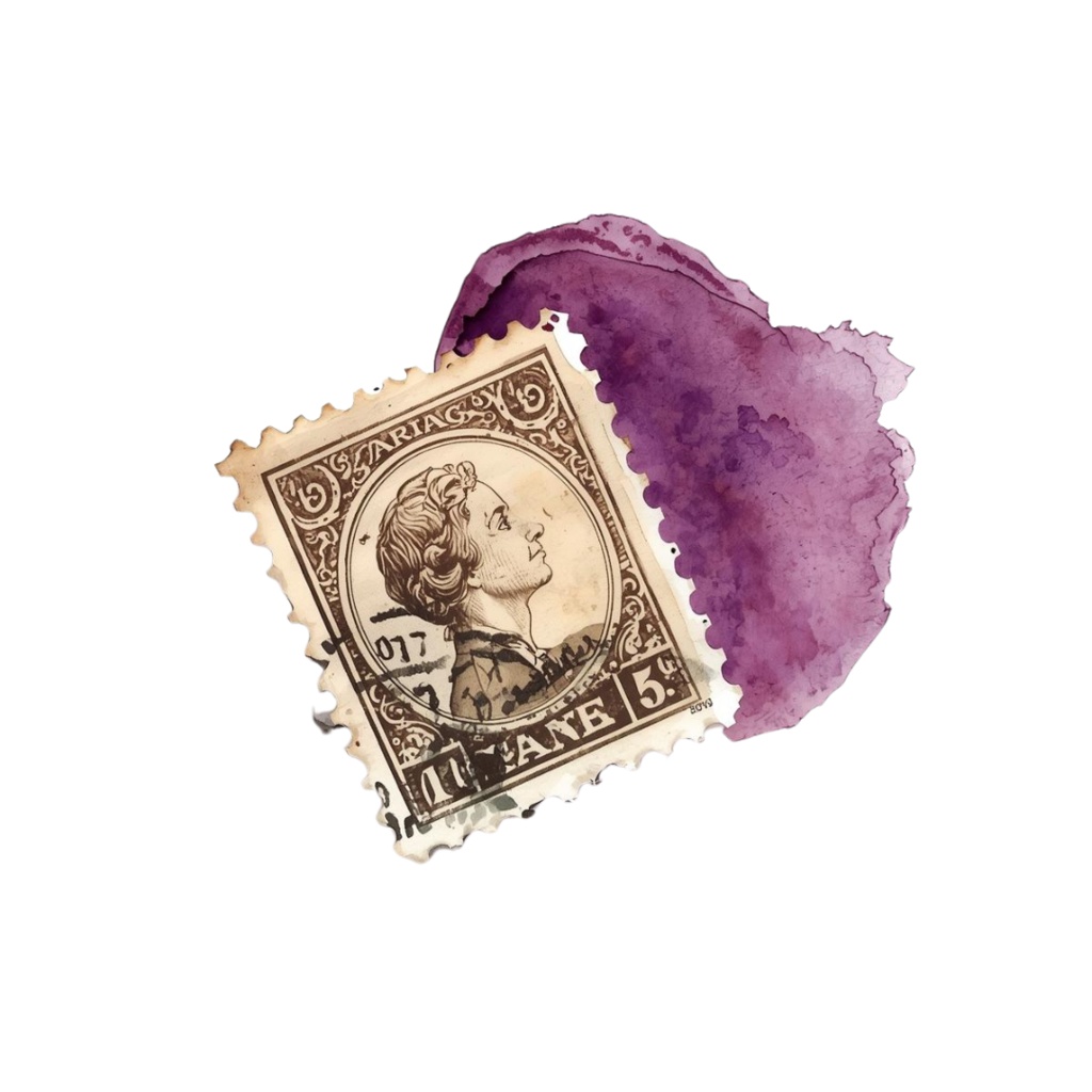 💜 紫のアンティーク水彩文房具クリップアートセット – 15点セット(PNG)