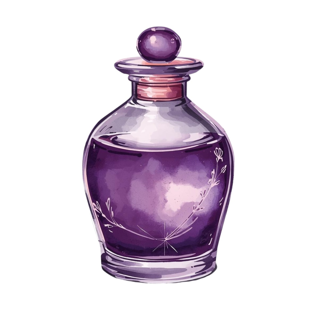 💜 紫のアンティーク水彩文房具クリップアートセット – 15点セット(PNG)