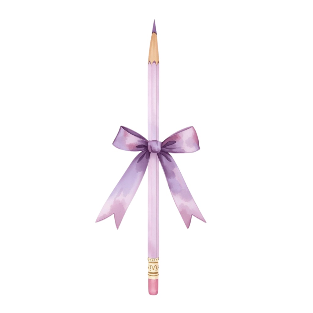 💜 紫のアンティーク水彩文房具クリップアートセット – 15点セット(PNG)