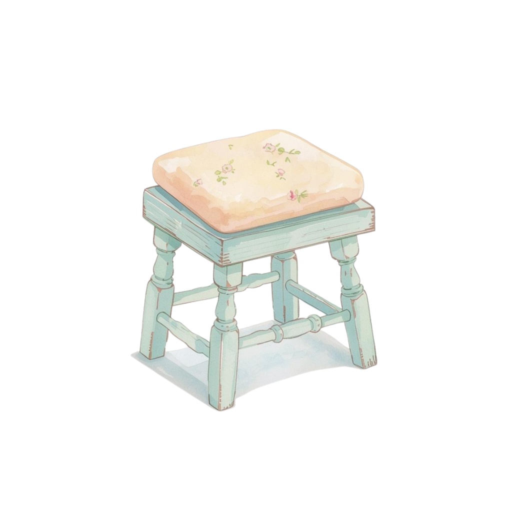 水彩アンティーク可愛い家具クリップアートセット(全15点/PNG透過)