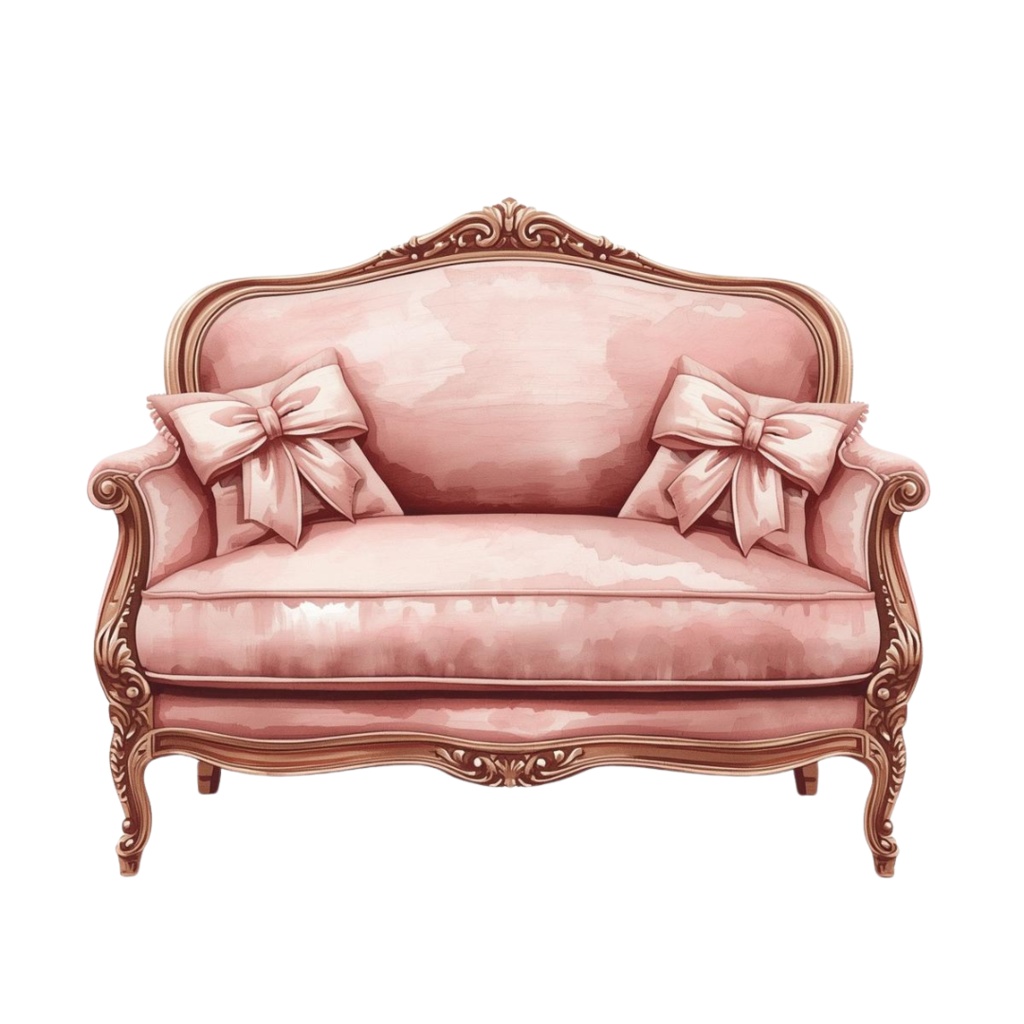 水彩アンティーク可愛い家具クリップアートセット(全15点/PNG透過)