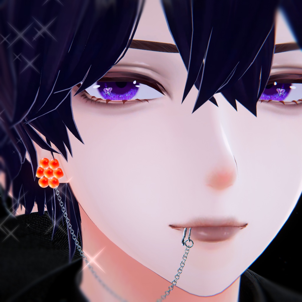 【無料/freeあり】いくら風ピアス&軍艦ヘアクリップセット|軽量|VRC想定