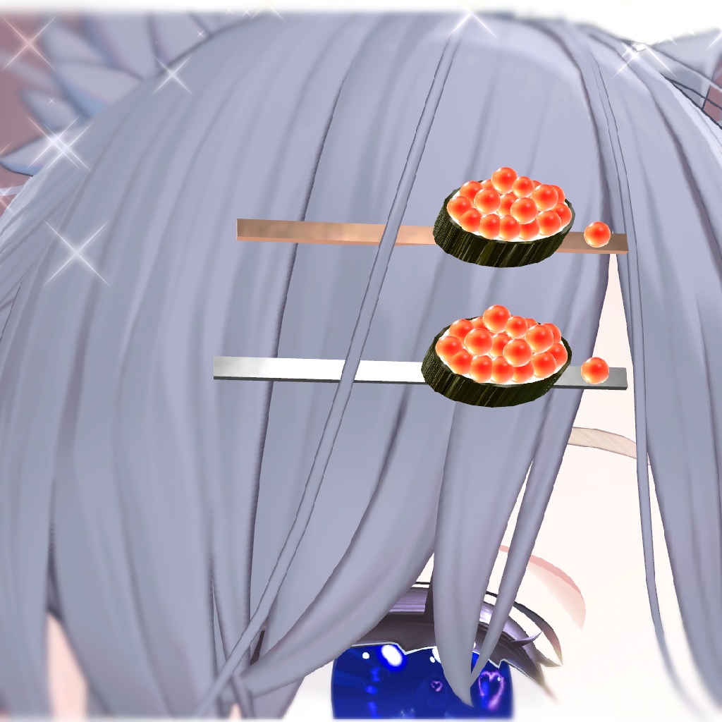 【無料/freeあり】いくら風ピアス&軍艦ヘアクリップセット|軽量|VRC想定
