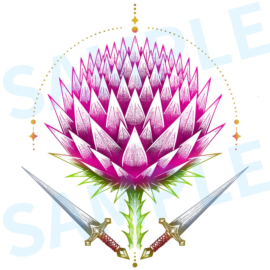 ✨セール中【汎用/VRC想定】アザミつるぎ -Thistle & Sword- |タトゥー Tattoo|