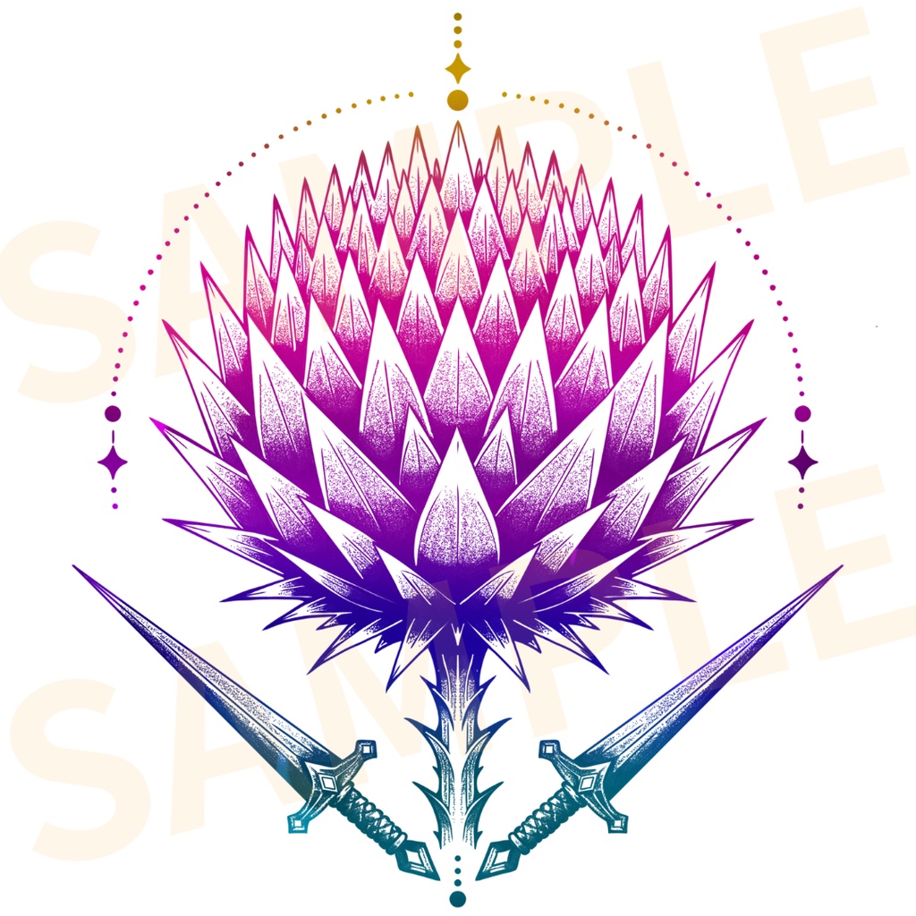 ✨セール中【汎用/VRC想定】アザミつるぎ -Thistle & Sword- |タトゥー Tattoo|