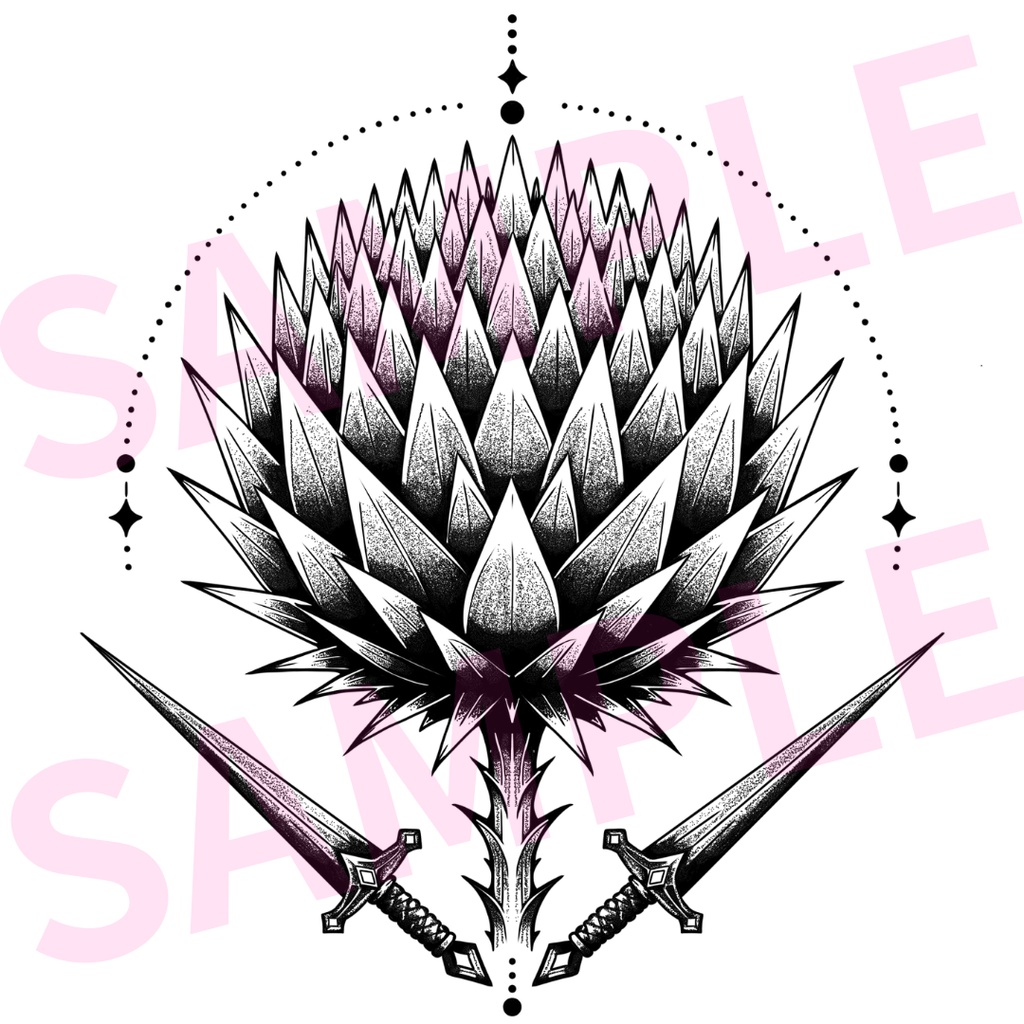 ✨セール中【汎用/VRC想定】アザミつるぎ -Thistle & Sword- |タトゥー Tattoo|