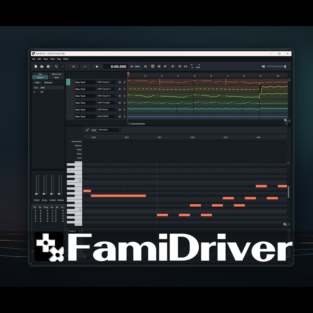8bit音楽制作ソフト FamiDriver