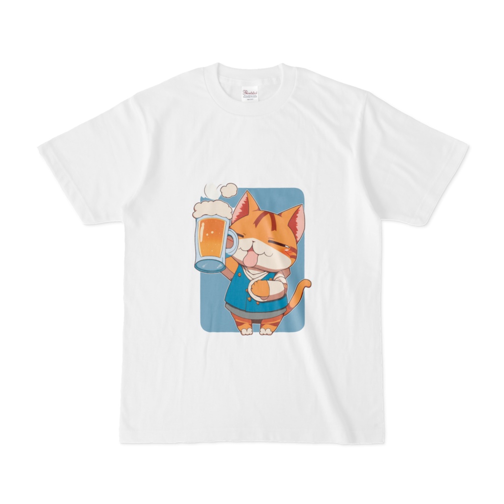 ビールを飲むネコ 01 白