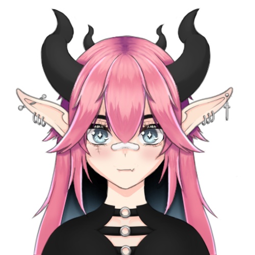 PNG vTuber Model - Pink and Blue Demon Girl