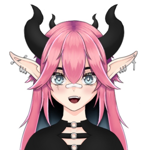 PNG vTuber Model - Pink and Blue Demon Girl - ShizzuVT - BOOTH