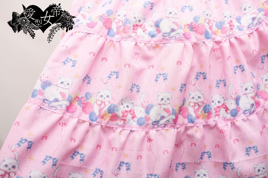 しろねこちゃんのティアードスカート ぴんくいろ