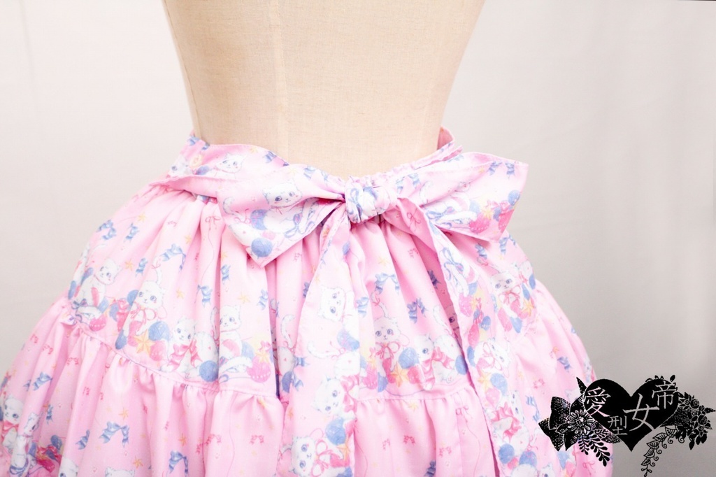 しろねこちゃんのティアードスカート ぴんくいろ