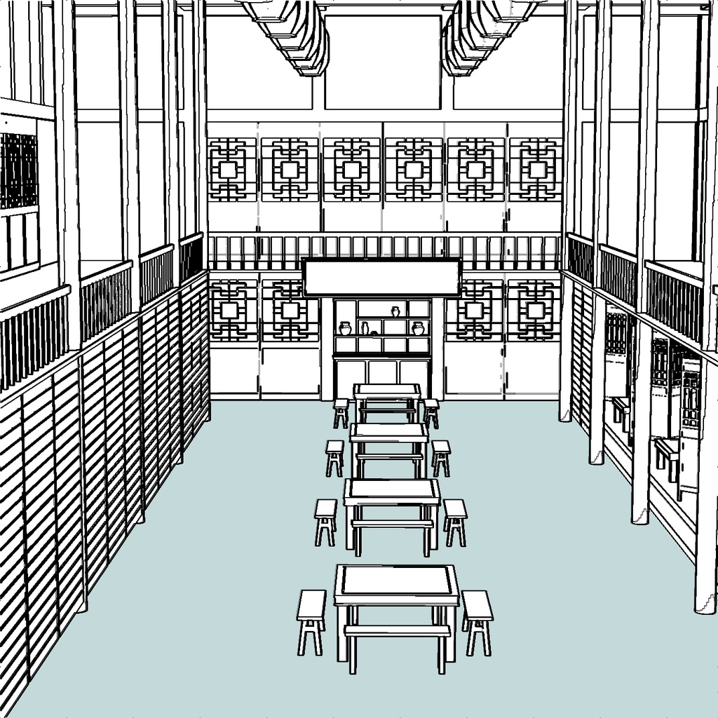 【3DCG素材】中国風 大衆食堂