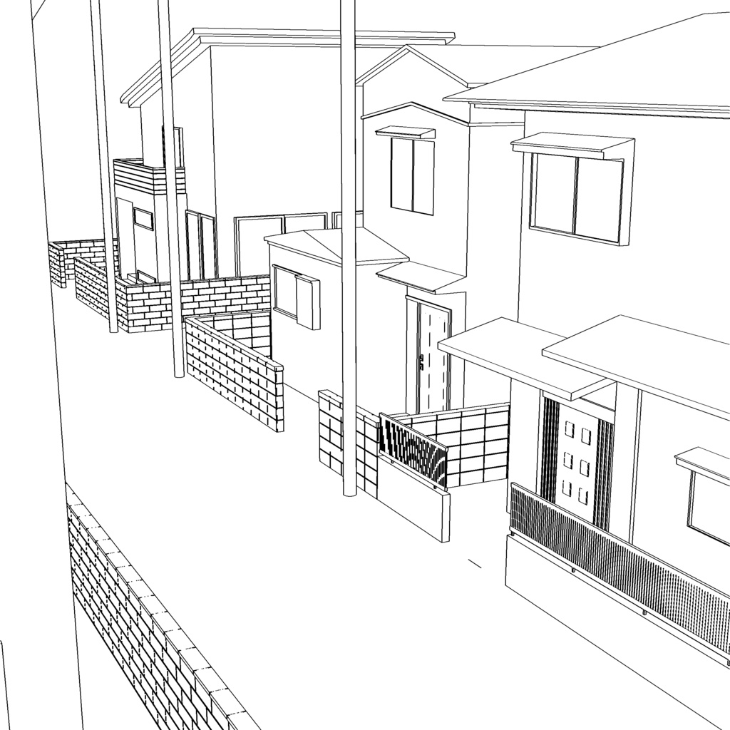 【3DCG素材】住宅街
