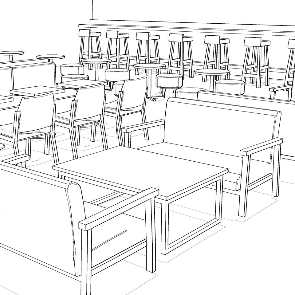 【3DCG素材】カフェの店内