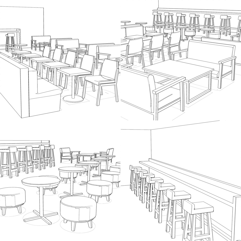 【3DCG素材】カフェの店内