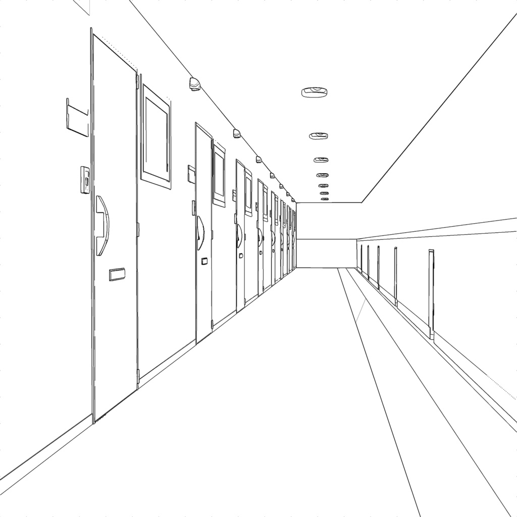 【3DCG素材】マンションの共同廊下