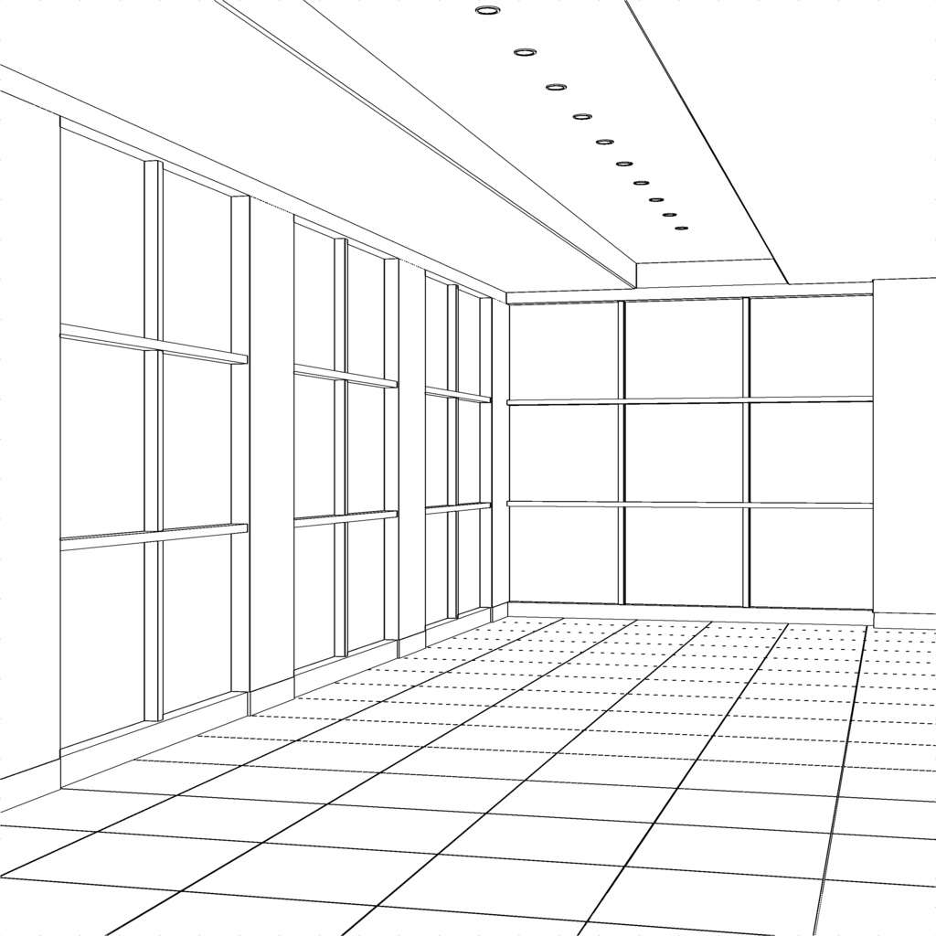 【3DCG素材】オフィスビルの廊下