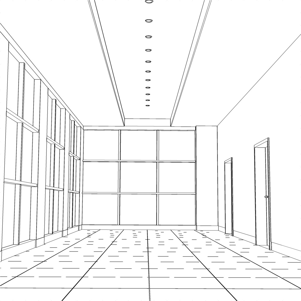 【3DCG素材】オフィスビルの廊下