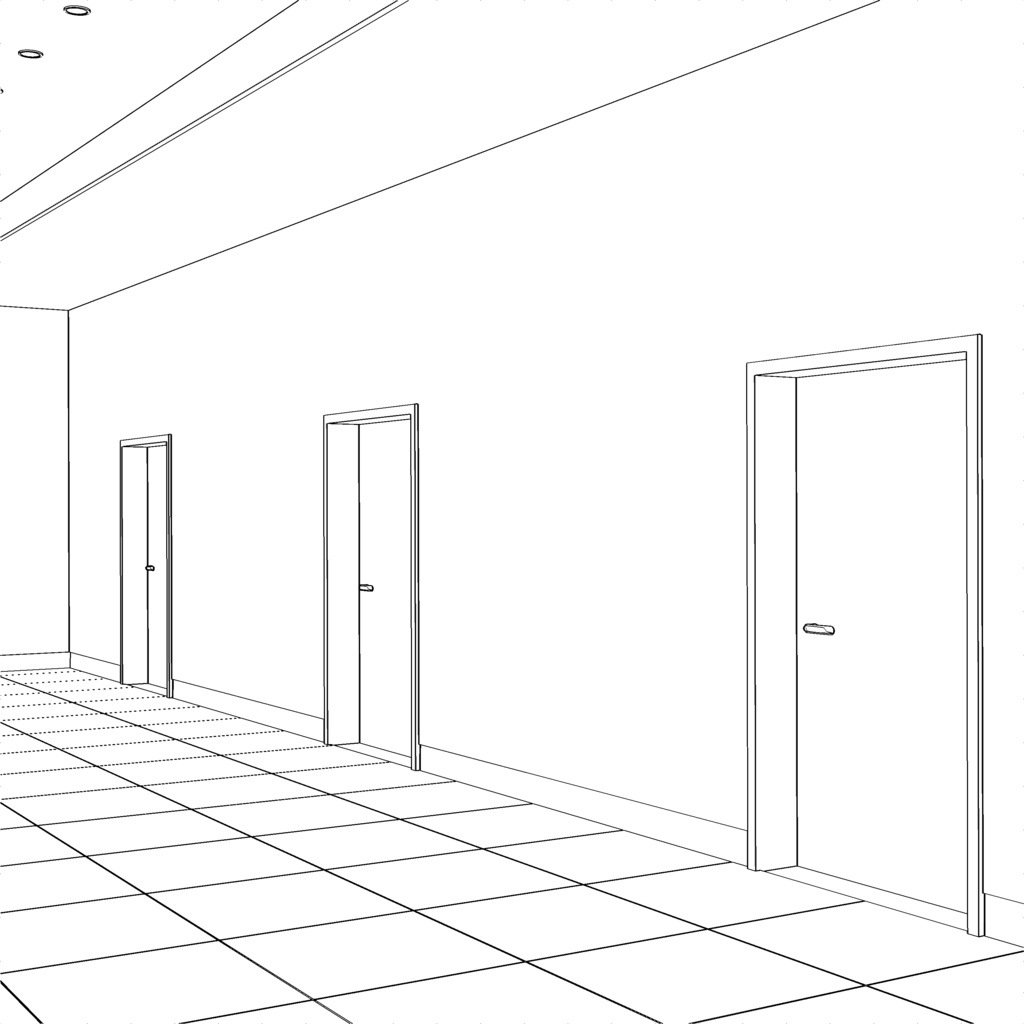 【3DCG素材】オフィスビルの廊下