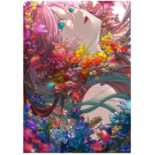 A4クリアファイル　花柄少女