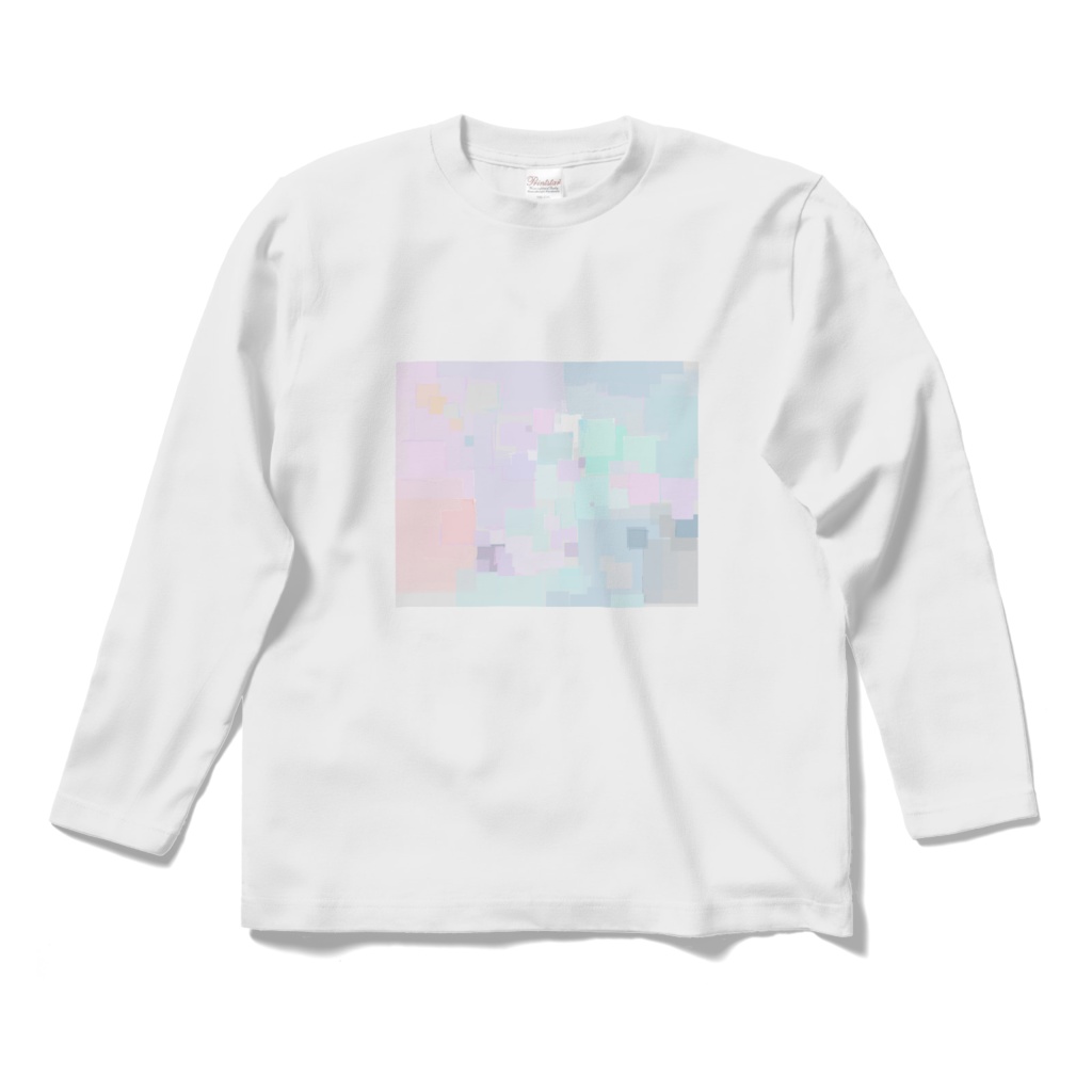 パステル系抽象画プリント長袖Ｔシャツホワイト