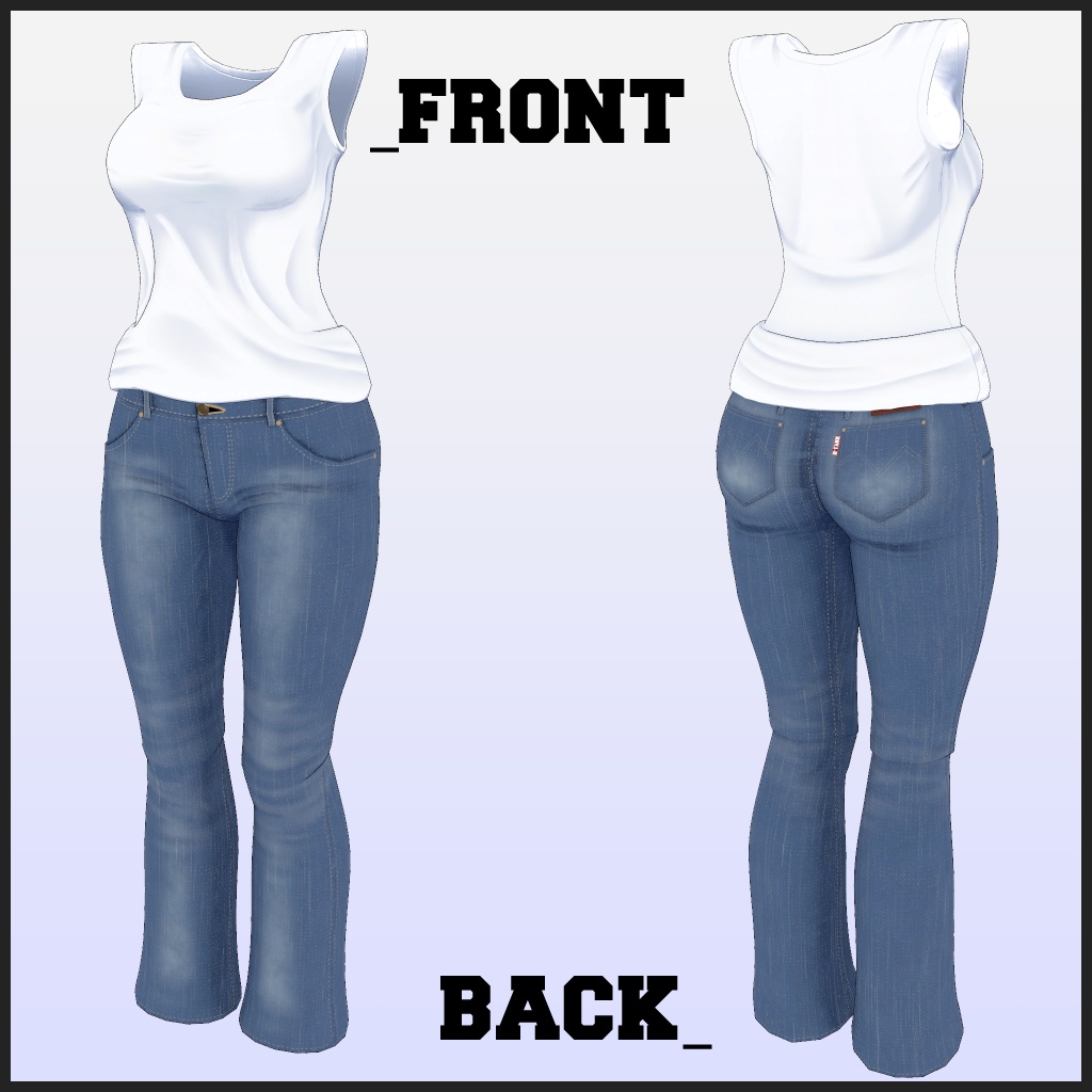 【桔梗用】衣装モデル『シンプルジーンズセット-Simple_JeansSet-』