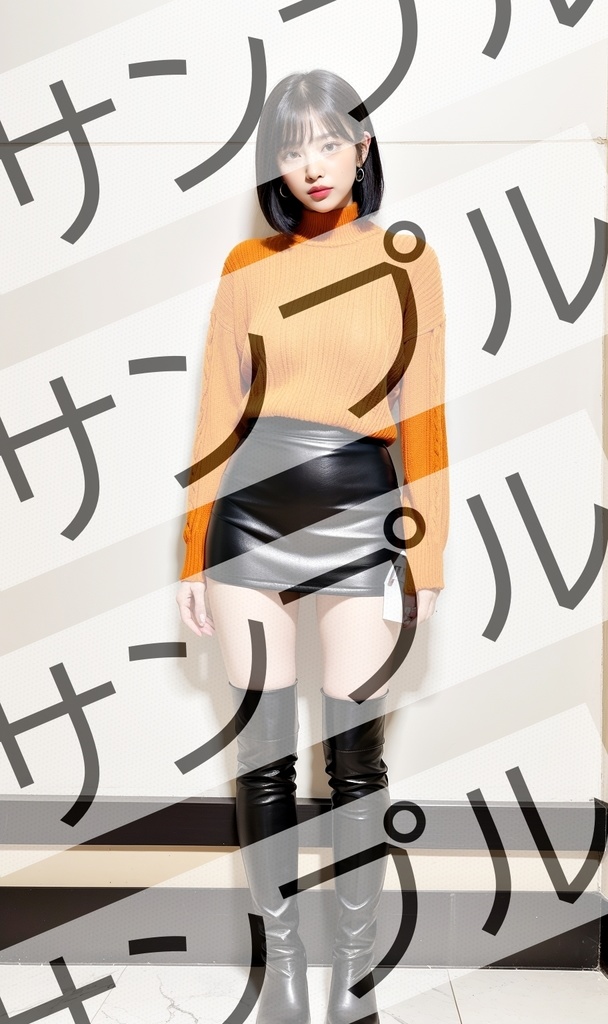 真面目な女性のミニスカニーハイブーツ - Serious Women's Mini Skirt High Boots