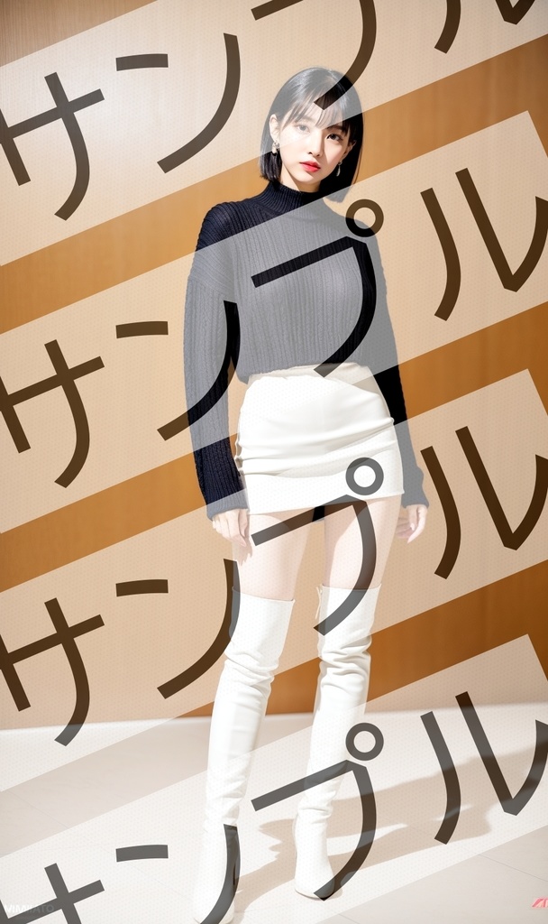 真面目な女性のミニスカニーハイブーツ - Serious Women's Mini Skirt High Boots