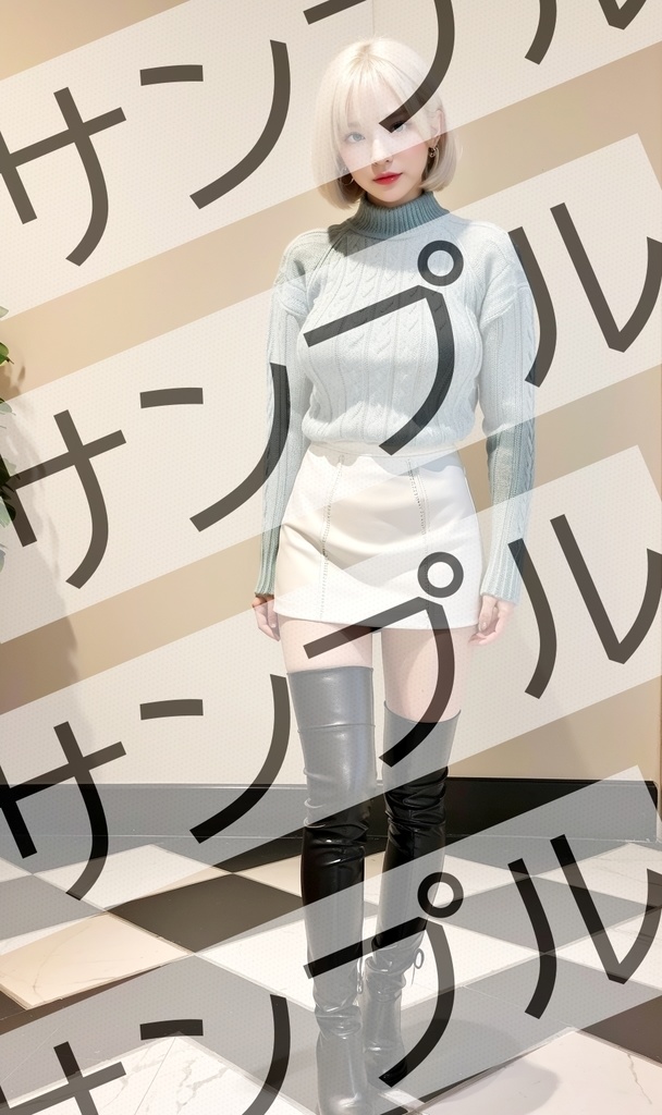 真面目な女性のミニスカニーハイブーツ - Serious Women's Mini Skirt High Boots